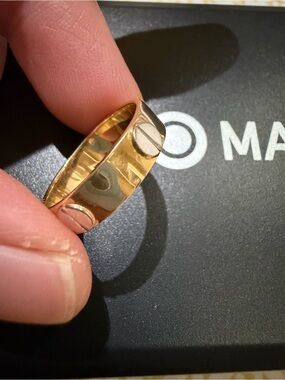 Preloved Real 14k Inspired Gold Ring with white gold Accents. Size 6.5cm w/stamp